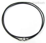 Black leather cord necklace on sale, sterling silver clasp, 1.5mm