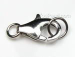 Sterling 925 silver lobster claw clasp with close ring on sale, 13mm