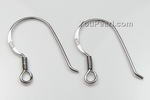 Earwire, 925 silver flattened fishhook with coil & open loop sale, Gauge 22
