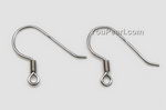 Earwire, sterling silver, hook with open loop online wholesale, Gauge 21