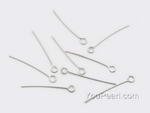 Eye pin, 20mm, 925 silver jewelry findings wholesale, sold per pkg of 10