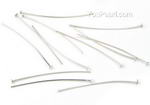 Head pin, 30mm, sterling silver findings direct buy, sold per pkg of 10