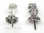 Pendant bail, 5mm cup with peg, sterling finding wholesale, sold per pair