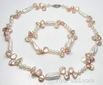 Biwa pearl with keishi necklace & bracelet set factory direct sale