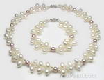 Double strand freshwater pearl necklace & bracelet set buy direct