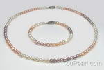 Children pearl necklace & bracelet set, cultured freshwater pearl wholesale