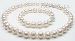 White baroque freshwater pearl necklace & bracelet set sale, 10-11mm