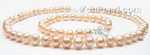 8-9mm pink potato shape freshwater pearl necklace & bracelet set