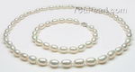 6-7mm natural white rice freshwater pearl necklace & bracelet set