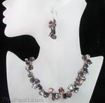 Peacock Keishi petal pearl necklace & earrings set discounted sale