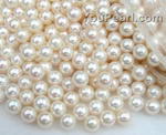 7-7.5mm wholesale white round freshwater pearl beads, AA+