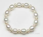 Stretchy culture fresh water rice & button pearl bracelet bulk sale
