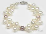 Double strand multicolour freshwater pearl bracelet factory direct sale