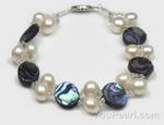Abalone/paua shell, white pearl bracelet whoesale online
