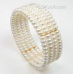 Gorgeous 4 rows fresh water pearl bracelet whole sale online, gold link