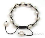 White freshwater pearl shamballa bracelet wholesale, 10mm