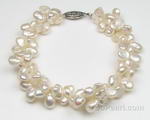 Keshi double strand freshwater cultured pearl bracelet on sale