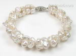 Keshi triple strand freshwater cultured pearl bracelet whole sale, AA+