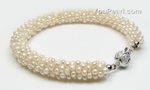 Twisted multi-stands white freshwater pearl bracelet wholesale