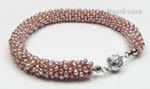 Twisted multi-stands lavender freshwater pearl bracelet wholesale