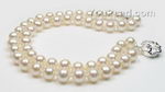Two rows white round freshwater pearl bracelet AAA 6-7mm wholesale