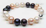 Multicolor baroque freshwater pearl bracelet wholesale, 10-11mm