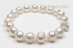 White baroque cultured freshwater pearl bracelet wholesale, 10-11mm
