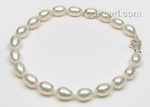 Rice shape cultured freshwater pearl bracelet wholesale, 6-7mm