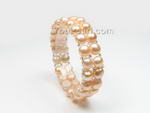 Stretchy pink freshwater pearl bracelet wholesale, 7-8mm