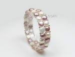 FPB121 White & lavender stretchy freshwater pearl bracelet wholesale, 6-7mm