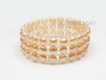 FPB124 Stretchy pink freshwater pearl bracelet wholesale, 6-7mm