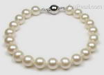 Freshwater round white cultured pearl bracelet discount buy, A+ 7.5-8.5mm