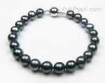 Pearl bracelet, black off-round cultured fresh water pearls buy online, 8mm
