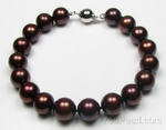 Off round coffee cultured pearl bracelet whole sale online, 9.5-10.5mm