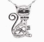 Cat cage pendant, freshwater wish pearl cage charm, sterling 925 silver necklace