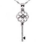Eternity knot charm, sterling 925 silver endless knot key pearl cage pendant