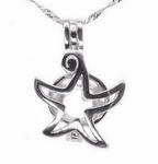 Starfish pendant, freshwater pearl cage pendant, sterling 925 silver