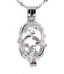 Filigree flower pendant, sterling silver wish pearl cage pendant sale in bulk