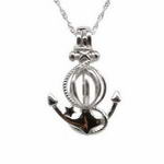 Ship anchor pearl cage pendant, 925 sterling silver pearl charm on sale