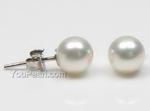 7-7.5mm sterling white round freshwater pearl stud earrings on sale, AA+