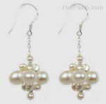 Pearl drop earrings bulk sale, white freshwater pearl, sterling silver