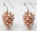 Freshwater lavender pearl grape cluster earrings on sale