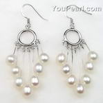 White teardrop fresh water pearl sterling silver earrings on sale