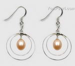 7-8mm pink fresh water pearl earrings for sale, teardrop 925 silver