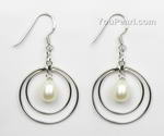 7-8mm teardrop white 925 silver fresh water pearl earrings wholesale
