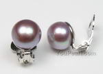 9-10mm lavender pearl clip earrings for non-pierced ears on sale
