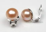 9-10mm non-pierced earrings, pink pearl clip earrings for sale