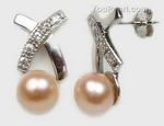 7-8mm freshwater pink pearl stud earrings factory direct sale