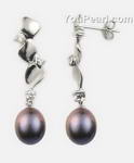 7-8mm black cultured drop pearl earring online sale, sterling silver