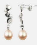 7-8mm pink cultured pearl drop earring buying in bulk, 925 silver